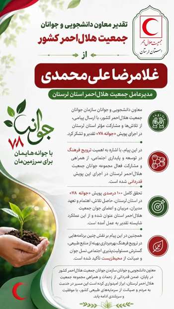تقدیر معاون دانشجویی و جوانان جمعیت هلال احمر کشور از مدیرعامل هلال احمر لرستان